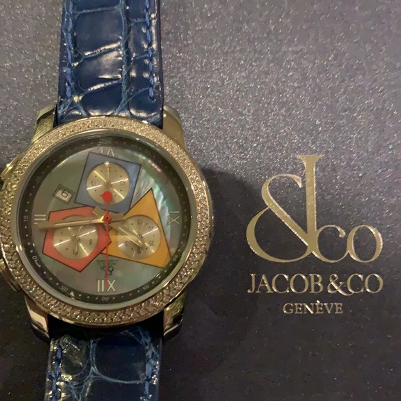 Authentic Jacob & Co watch with certificate. 3 time zones Diamond Bezel. - Picture 5 of 7